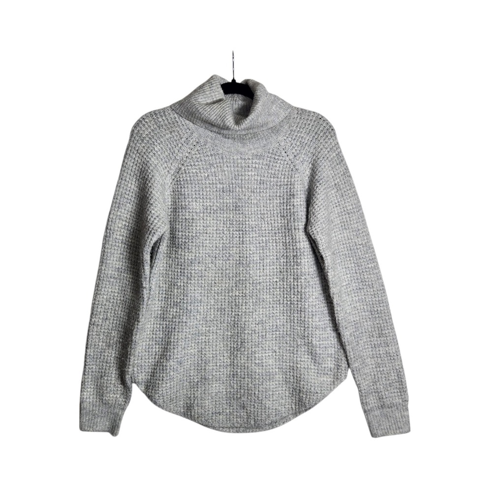 KUHL Womens Gray Waffle Knit Cowl Neck Sweater Curved Hem Small